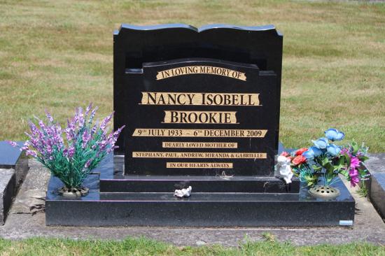 Classic upright headstone with camber with checks top, crafted from polished granite by Mark Memorials in Levin, New Zealand.